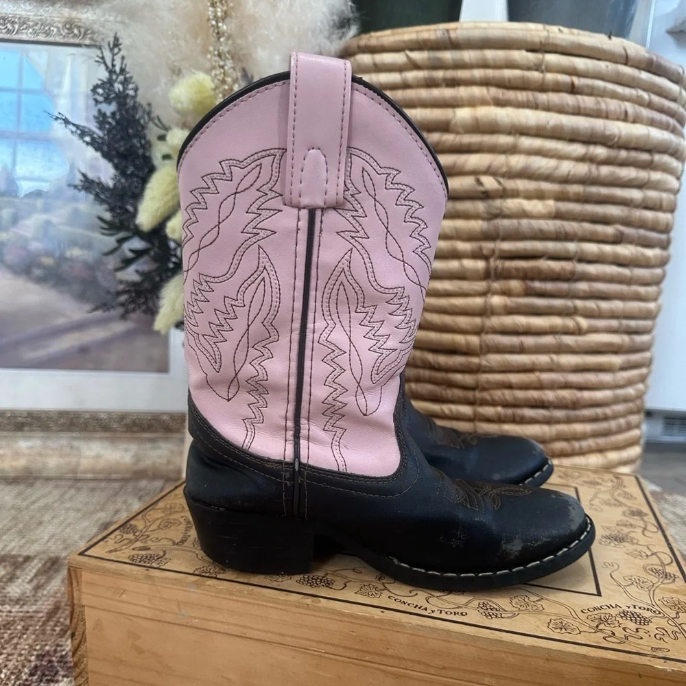 Smoky Mountain Girls Western Cowgirl Boots Size 12.5 Monterey Leather Pink Brown